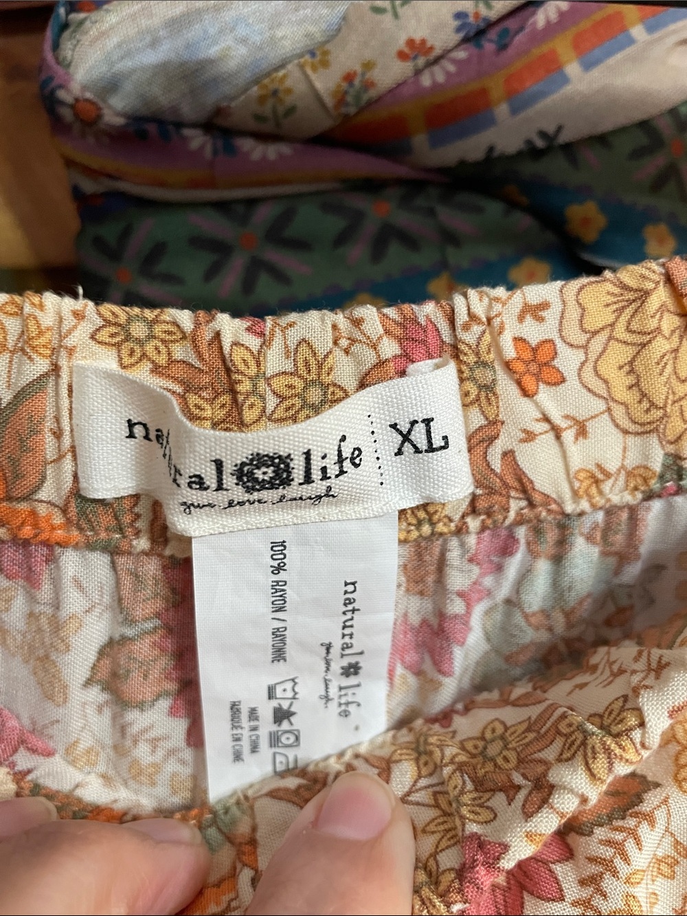 NATURAL LIFE Cream Floral Wide-Leg Tiered Palazzo Pants Trousers Patti - Picture 10 of 14
